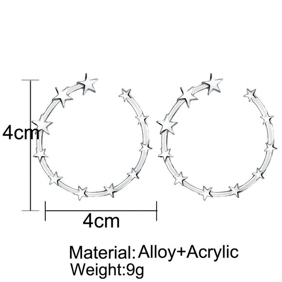 Stars Hoop Earrings - Picture 9 of 10